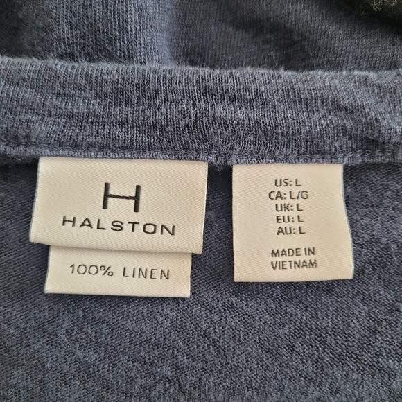 H Halston Navy Linen Short Sleeve Button Front Cardigan - Picture 7 of 13